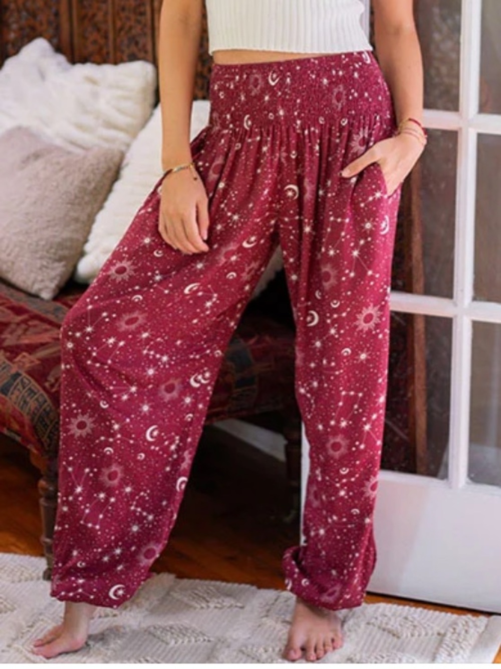 Purple Starry Night Jogger Style Classic Harem Pants - Picture 3 of 4